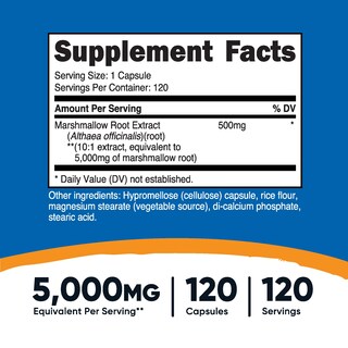 Foto 2 | Suplemento Nutricost De Raíz De Malvavisco 5000 Mg 120 Cápsulas - Venta Internacional.