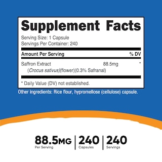 Foto 2 | Suplemento Nutricost Extracto De Azafrán 88,5 Mg 240 Cápsulas - Venta Internacional.