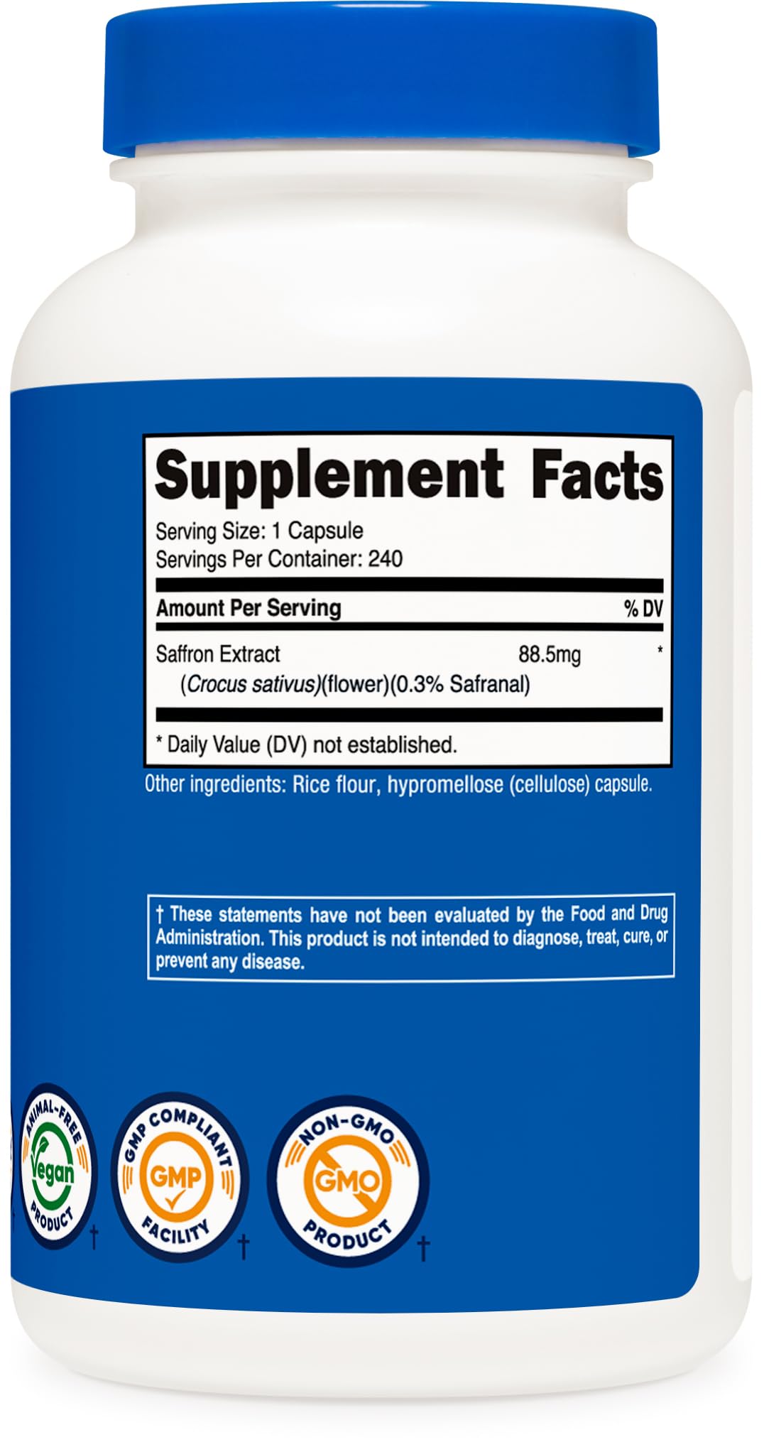 Foto 6 pulgar | Suplemento Nutricost Extracto De Azafrán 88,5 Mg 240 Cápsulas - Venta Internacional.