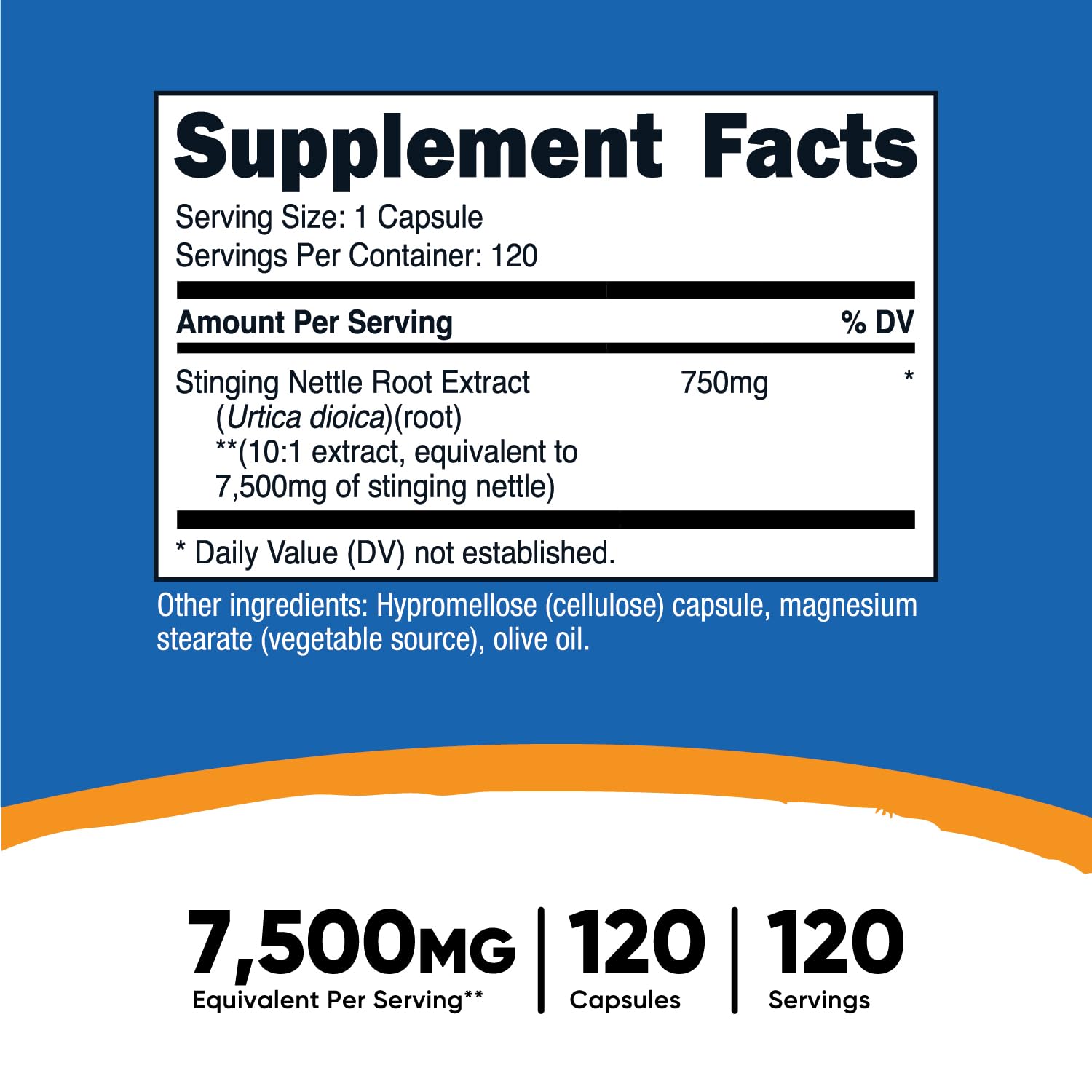 Foto 3 pulgar | Suplemento Nutricost: Extracto De Raíz De Ortiga, 7500 Mg, 120 Cápsulas - Venta Internacional.