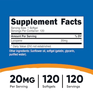 Foto 2 | Suplemento Nutricost De Licopeno, 20 Mg, 120 Cápsulas Blandas, Sin Gluten - Venta Internacional.
