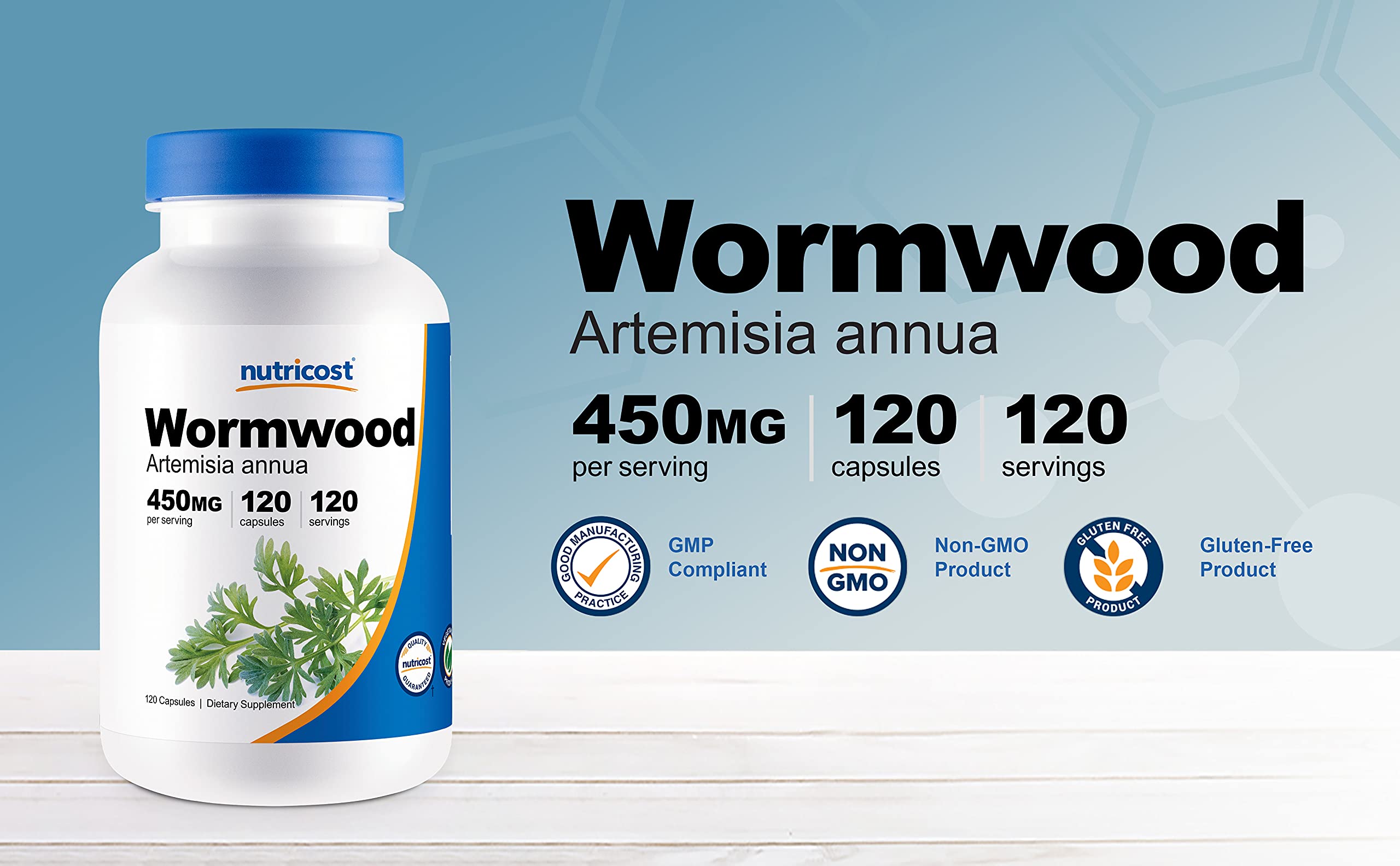 Foto 3 | Suplemento Nutricost, Ajenjo, Cápsulas, 450 Mg, 120 Cápsulas - Venta Internacional.