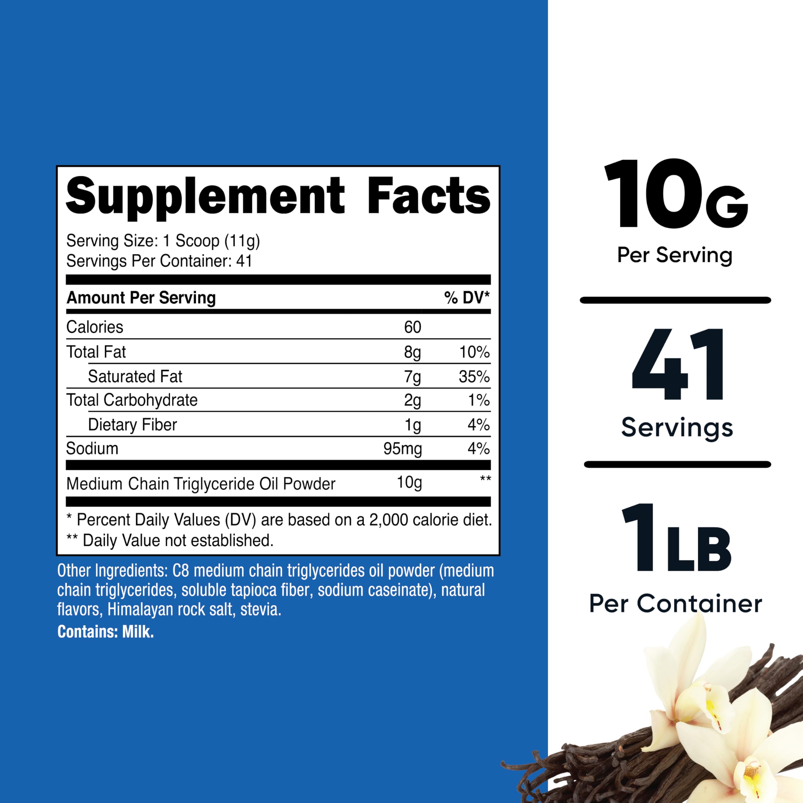 Foto 3 pulgar | Aceite Mct En Polvo Nutricost C8 454 G (sabor A Vainilla) Keto Diet - Venta Internacional.