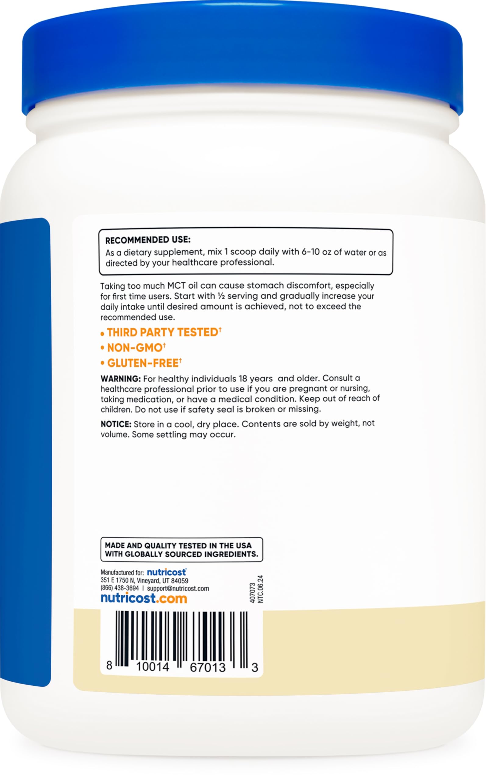 Foto 5 pulgar | Aceite Mct En Polvo Nutricost C8 454 G (sabor A Vainilla) Keto Diet - Venta Internacional.