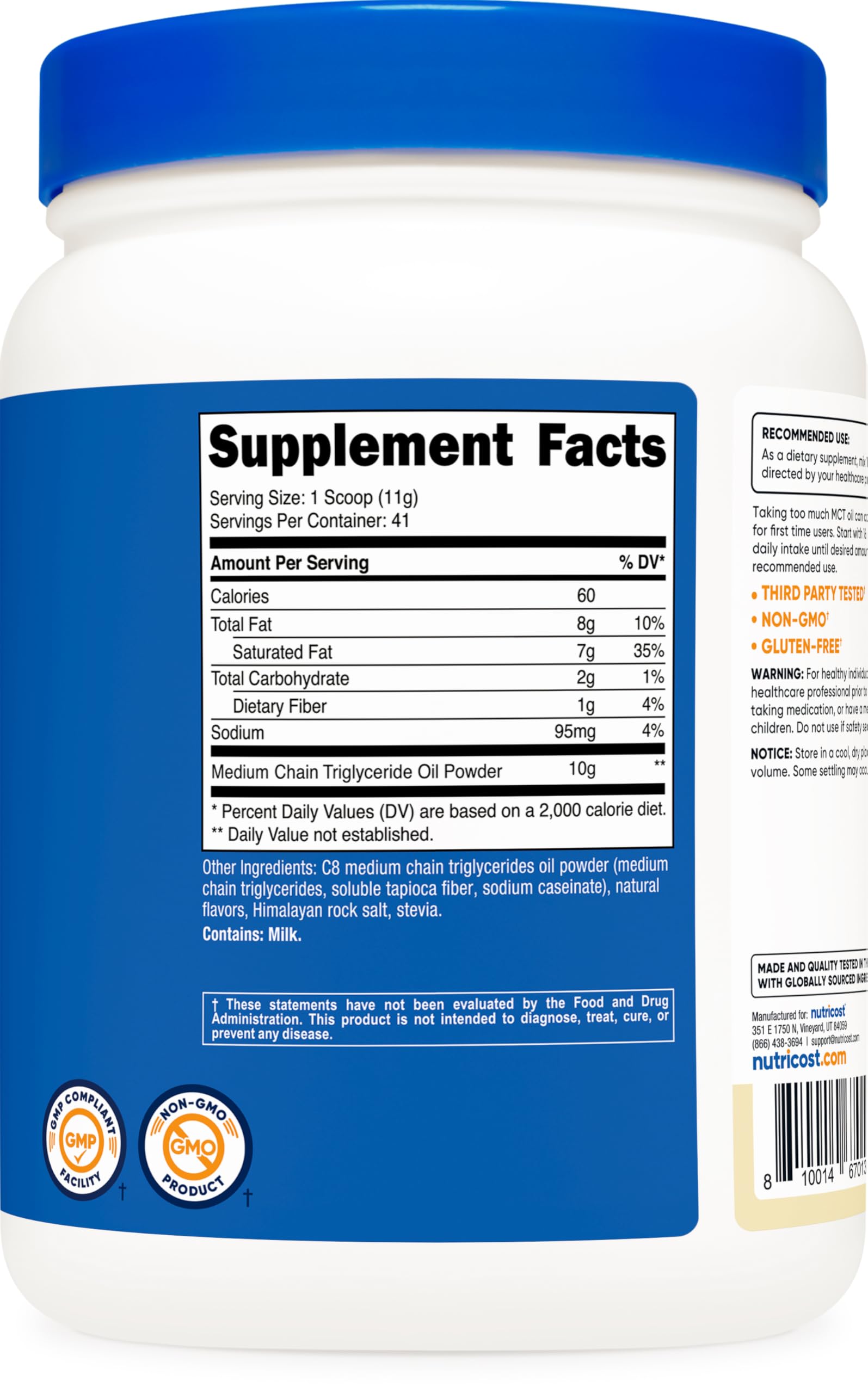 Foto 6 pulgar | Aceite Mct En Polvo Nutricost C8 454 G (sabor A Vainilla) Keto Diet - Venta Internacional.
