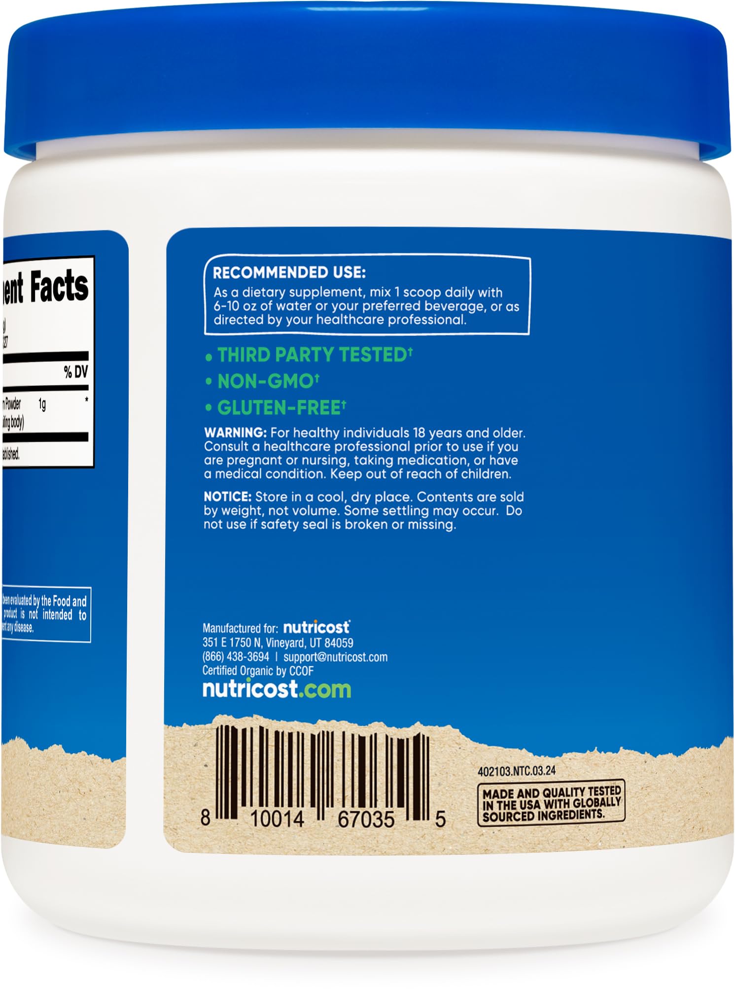 Foto 5 pulgar | Polvo Chaga Nutricost Orgánico 227 Porciones - Venta Internacional