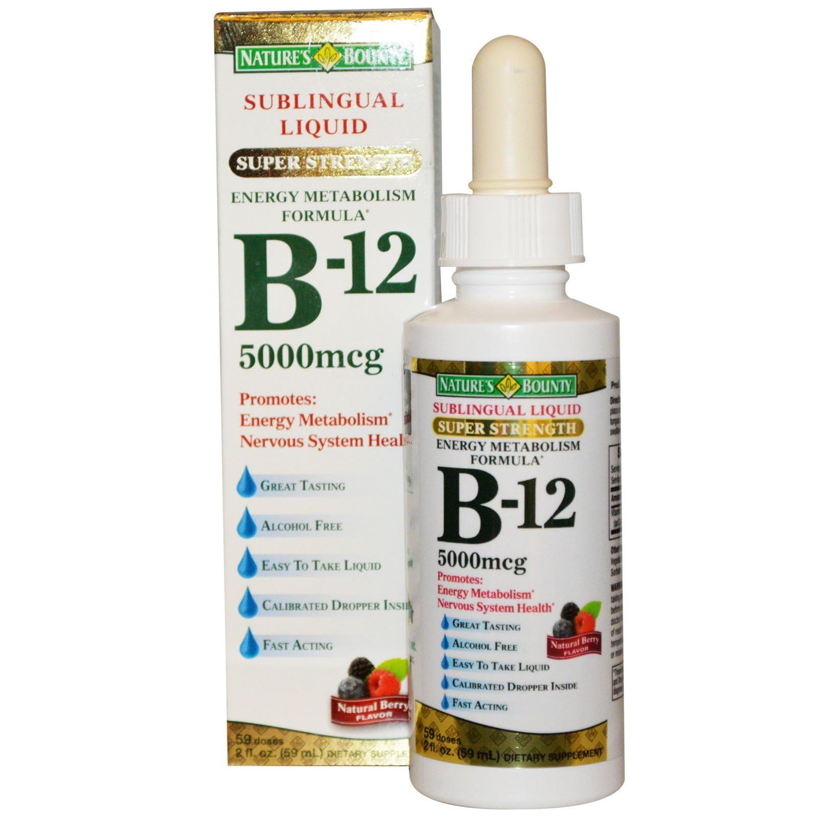 Foto 2 pulgar | Suplemento Nature's Bounty B-12 De 5000 Mcg, Sublingual, 60 Ml, X2 - Venta Internacional.