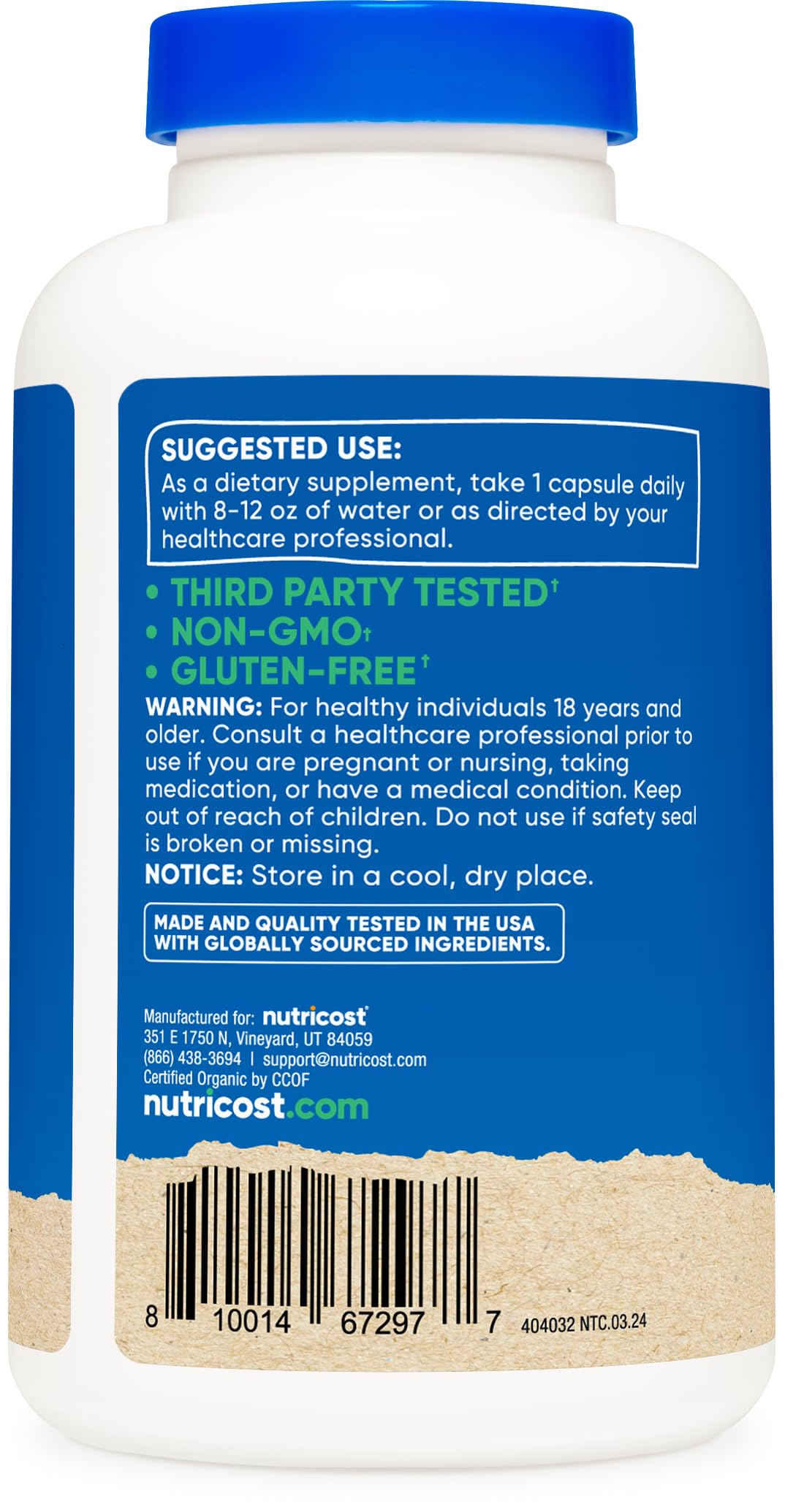 Foto 5 pulgar | Suplemento Nutricost Shatavari 600 Mg 180 Cápsulas Orgánicas - Venta Internacional.