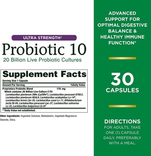 Foto 2 | Suplemento Probiótico Nature's Bounty, 10 Unidades Ultra Fuertes, 30 Cápsulas - Venta Internacional.