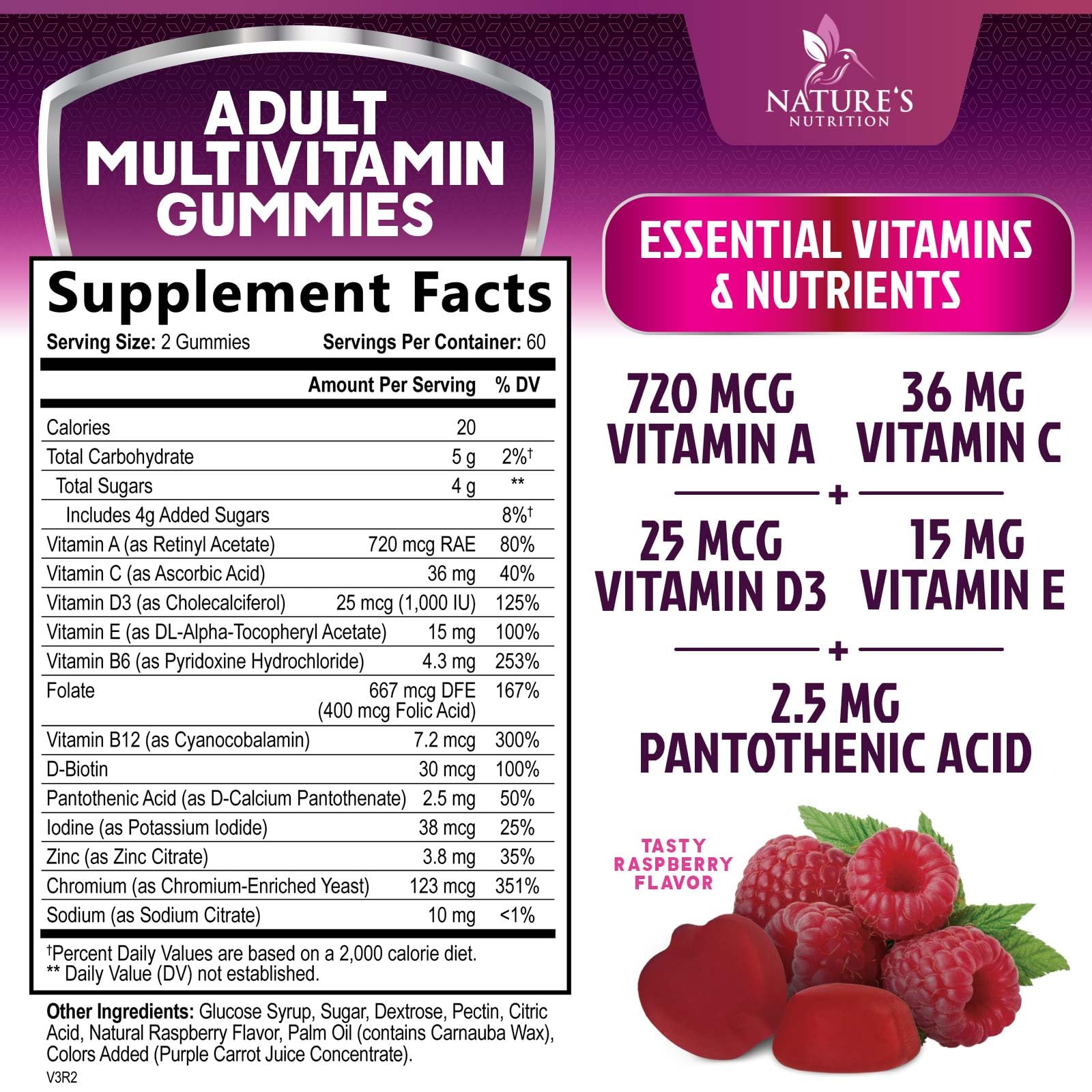 Foto 3 pulgar | Gomitas Multivitamínicas, Vitaminas, Nature's Nutrition, 120 Gomitas - Venta Internacional.
