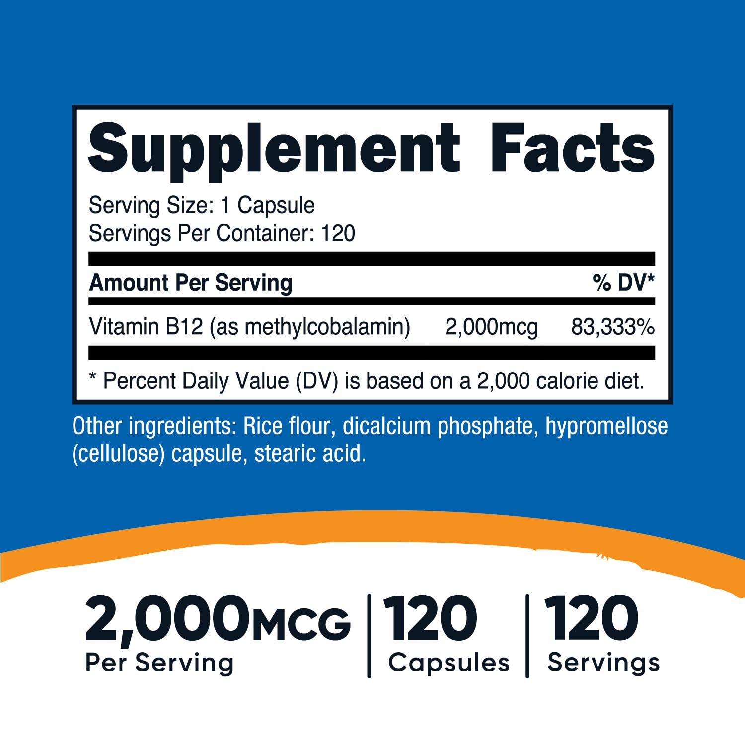 Foto 3 pulgar | Suplemento Nutricost De Vitamina B12 2000 Mcg 120 Cápsulas - Venta Internacional.