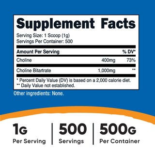 Foto 2 | Suplemento Nutricost De Bitartrato De Colina En Polvo 500 G - Venta Internacional.
