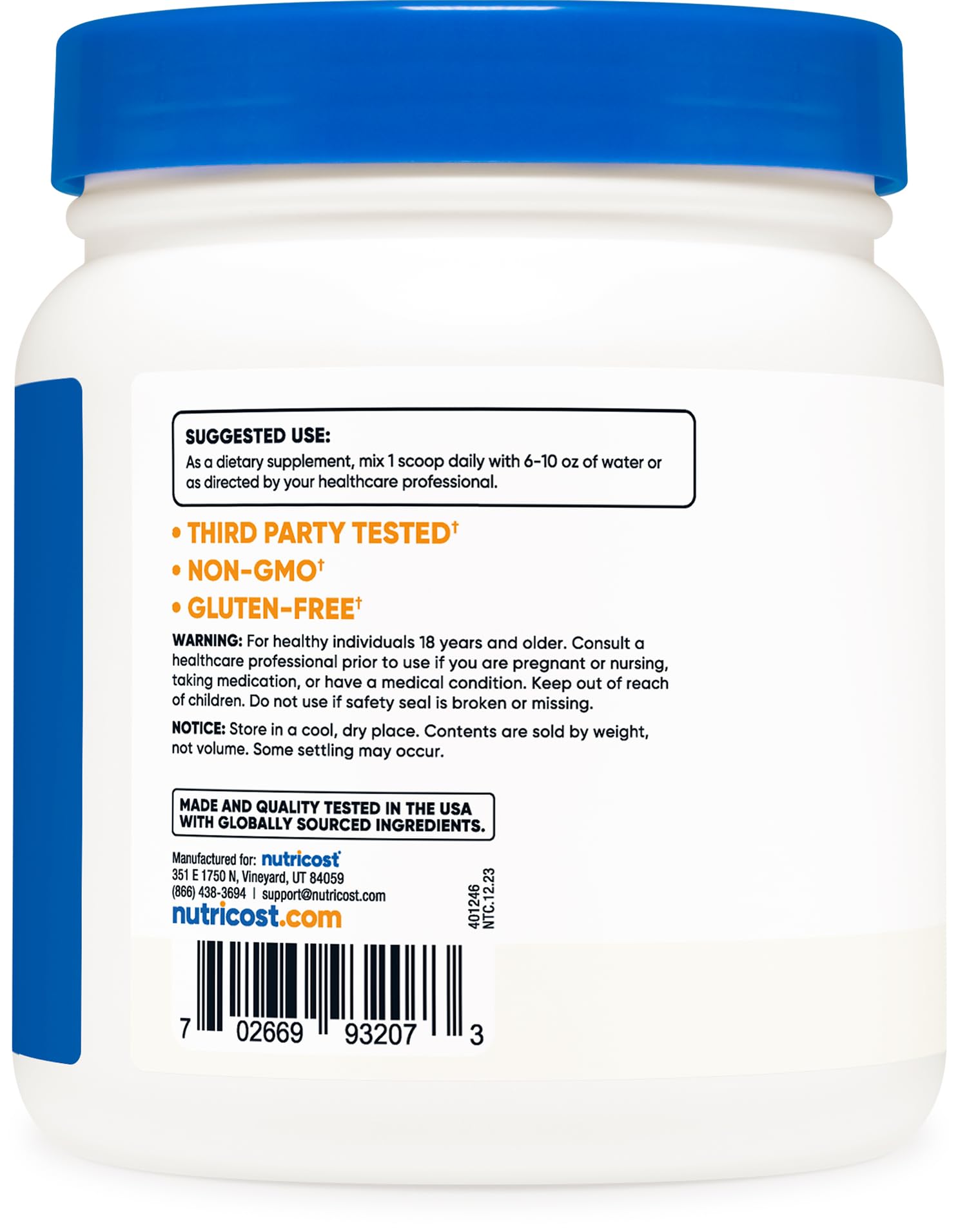 Foto 5 pulgar | Suplemento Nutricost De Bitartrato De Colina En Polvo 500 G - Venta Internacional.