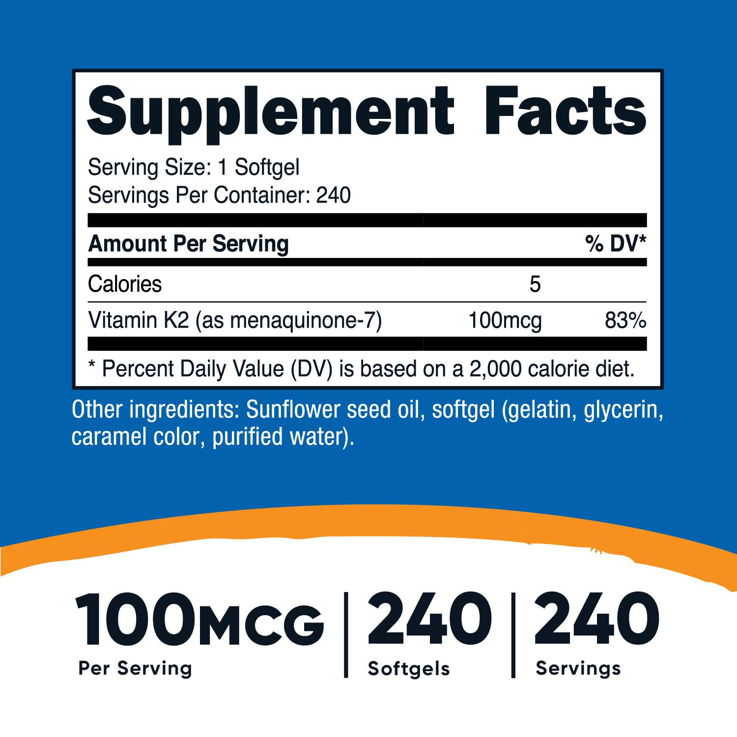 Foto 3 pulgar | Suplemento Nutricost De Vitamina K2 Mk-7, 100 Mcg, 240 Cápsulas Blandas - Venta Internacional.