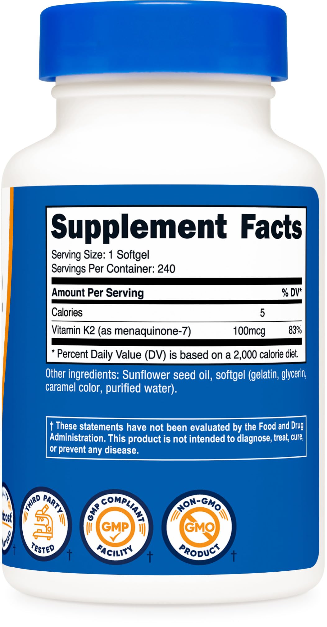 Foto 5 | Suplemento Nutricost De Vitamina K2 Mk-7, 100 Mcg, 240 Cápsulas Blandas - Venta Internacional.