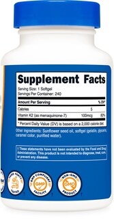 Foto 5 | Suplemento Nutricost De Vitamina K2 Mk-7, 100 Mcg, 240 Cápsulas Blandas - Venta Internacional.