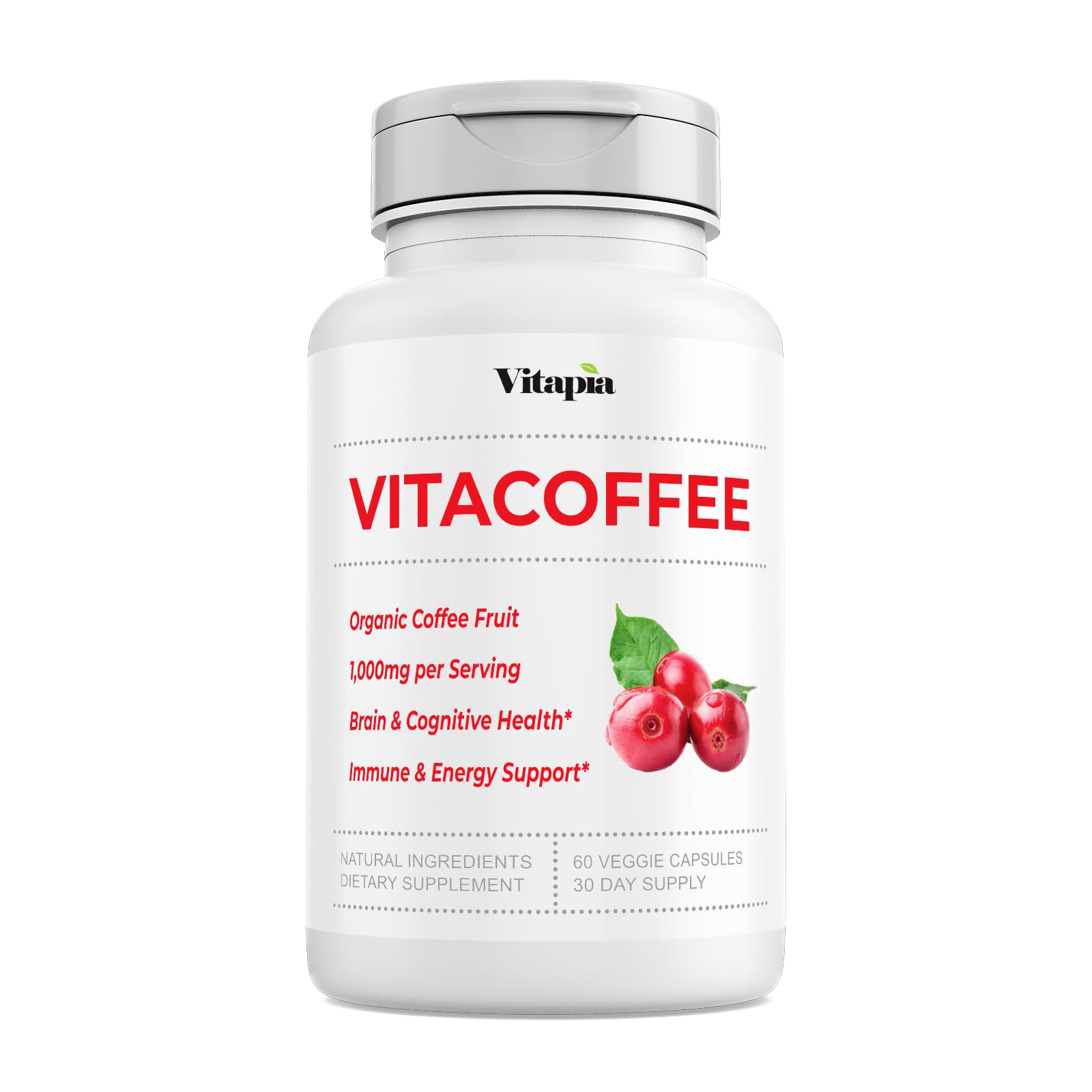 Foto 2 pulgar | Pastillas De Cafeína Vitacoffee, Café, Fruta, Vitamina C, D, Zinc, 60 Cápsulas - Venta Internacional.