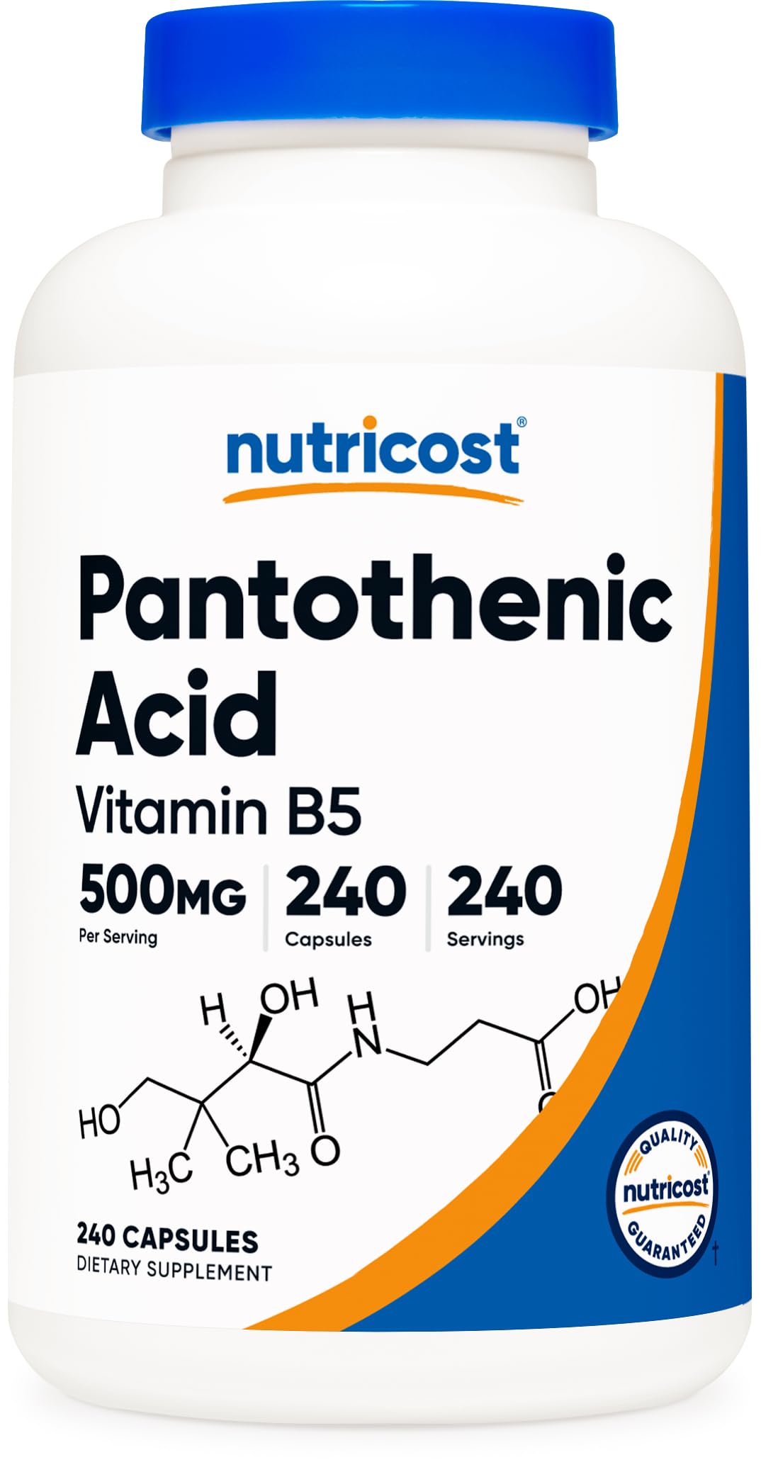 Foto 2 pulgar | Suplemento Nutricost De Ácido Pantoténico (vitamina B5) 500 Mg 240 Cápsulas - Venta Internacional.
