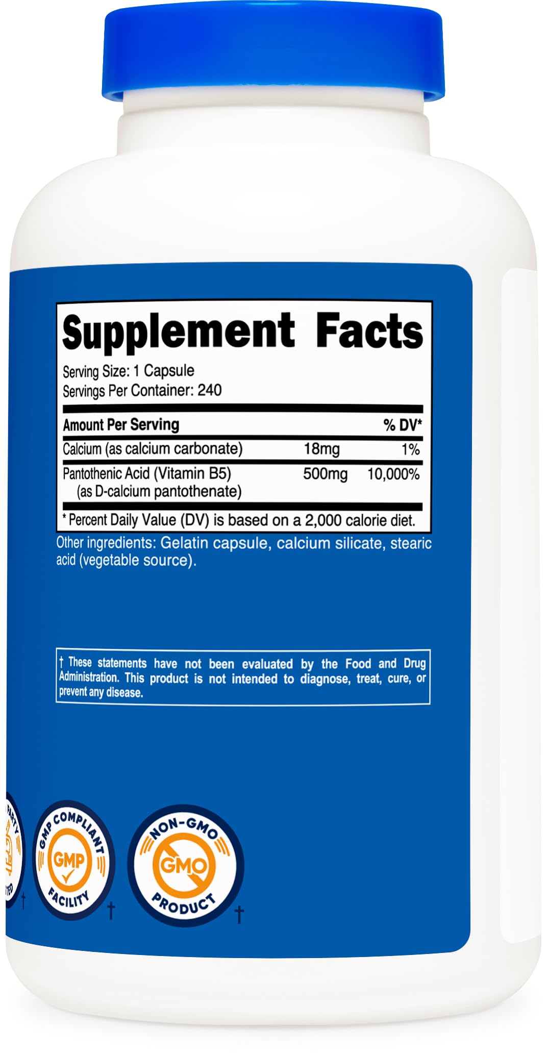 Foto 6 pulgar | Suplemento Nutricost De Ácido Pantoténico (vitamina B5) 500 Mg 240 Cápsulas - Venta Internacional.