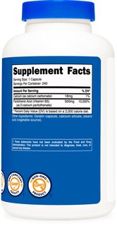 Foto 5 | Suplemento Nutricost De Ácido Pantoténico (vitamina B5) 500 Mg 240 Cápsulas - Venta Internacional.