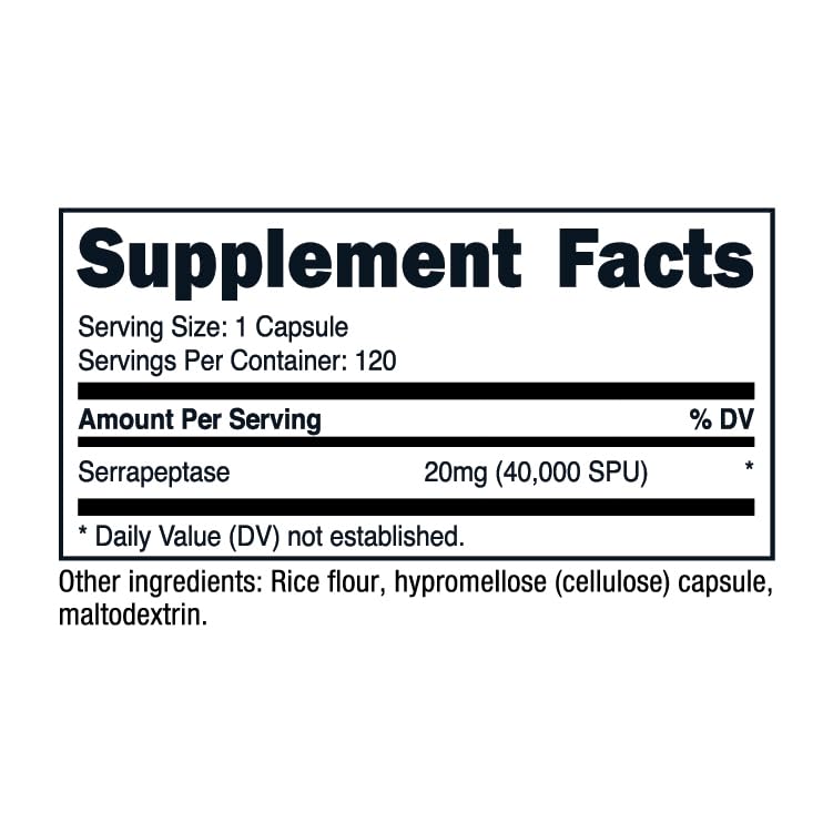 Foto 7 pulgar | Suplemento Nutricost Serrapeptase 40,000 Spu 120 Cápsulas - Venta Internacional.