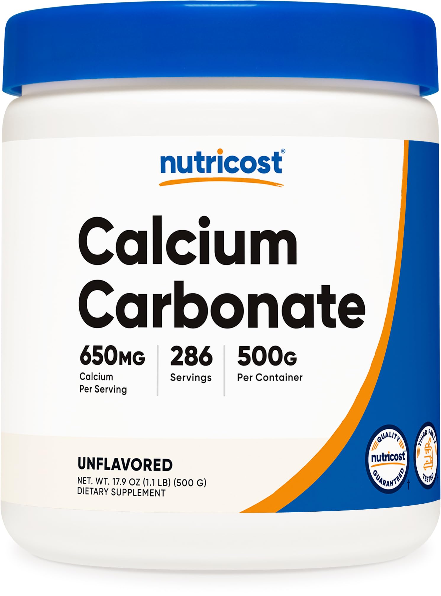 Foto 2 pulgar | Suplemento Nutricost De Carbonato De Calcio En Polvo 500 G - Venta Internacional.