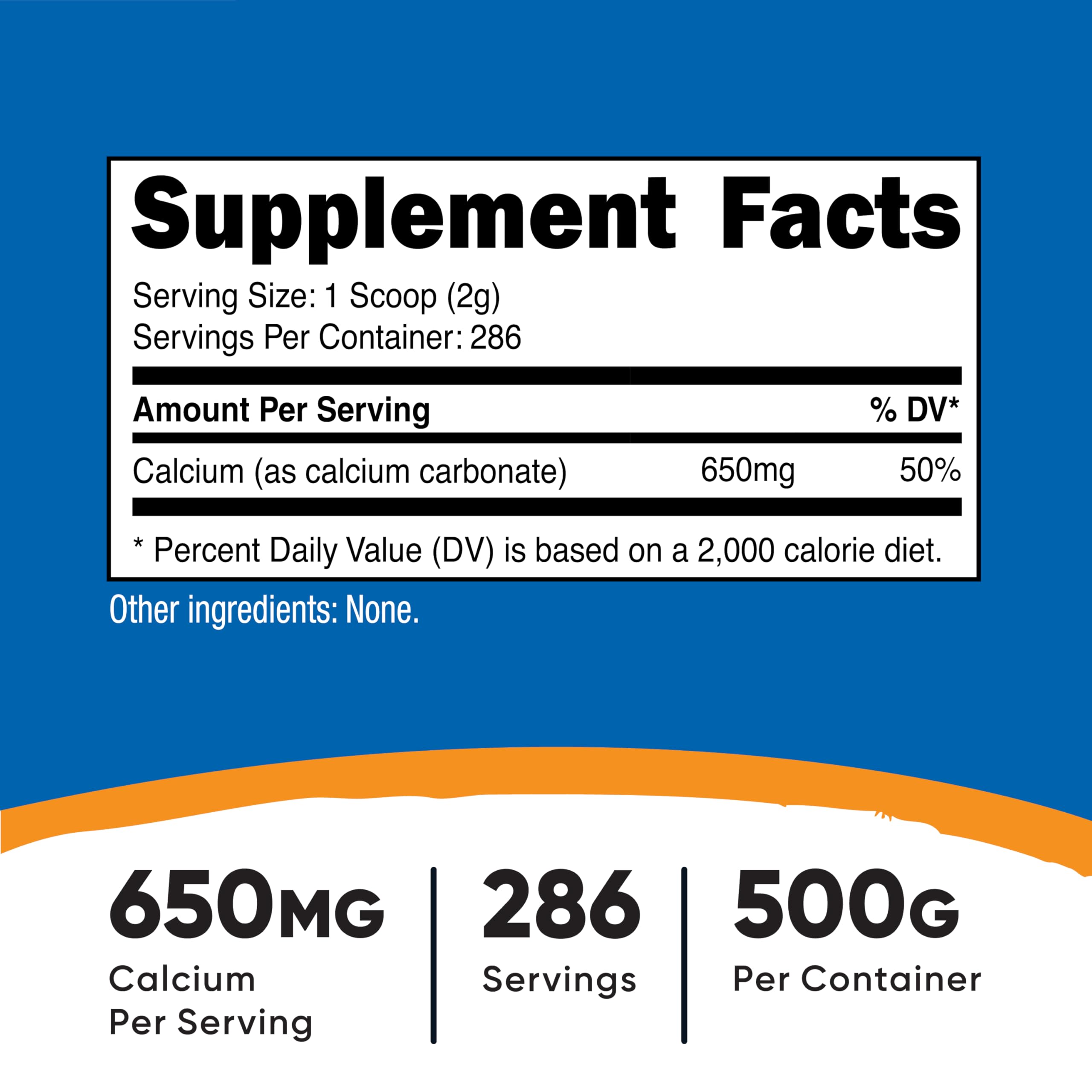 Foto 3 pulgar | Suplemento Nutricost De Carbonato De Calcio En Polvo 500 G - Venta Internacional.