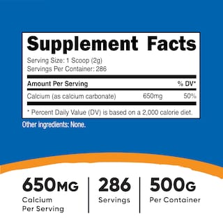 Foto 2 | Suplemento Nutricost De Carbonato De Calcio En Polvo 500 G - Venta Internacional.