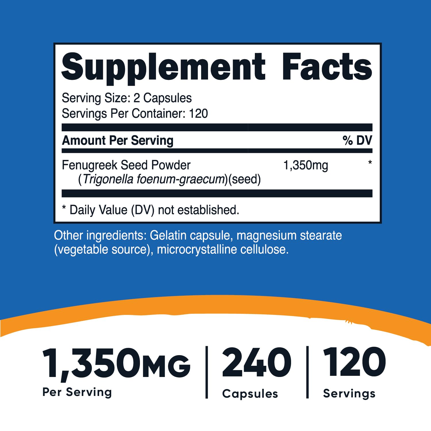 Foto 3 pulgar | Suplemento Nutricost De Semillas De Alholva 1350 Mg 240 Cápsulas - Venta Internacional.
