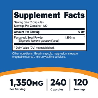Foto 2 | Suplemento Nutricost De Semillas De Alholva 1350 Mg 240 Cápsulas - Venta Internacional.