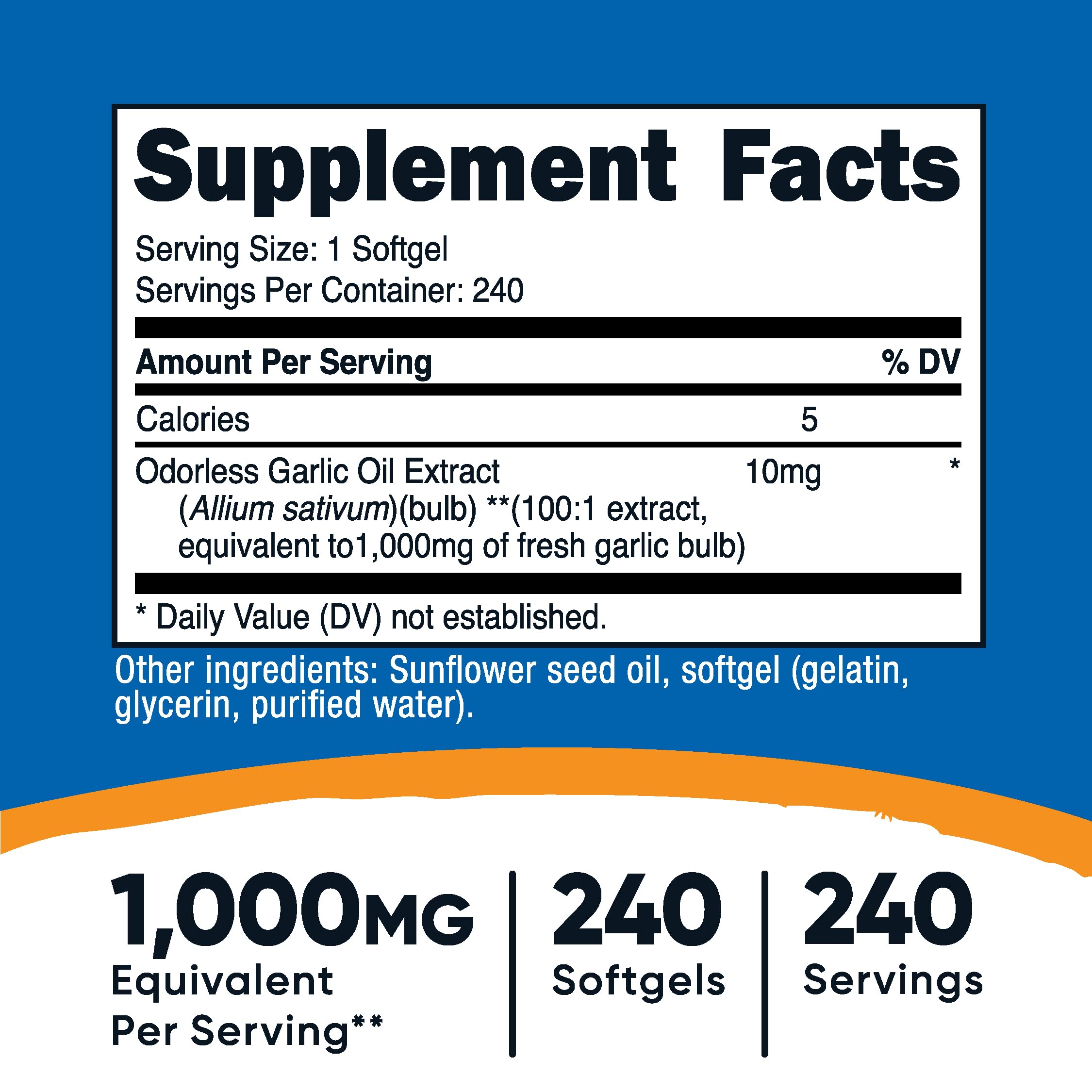 Foto 3 pulgar | Suplemento Nutricost Garlic 1000 Mg 240 Cápsulas Blandas Sin Gluten - Venta Internacional.