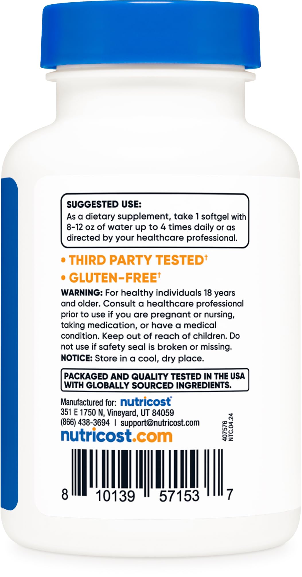Foto 5 pulgar | Suplemento Nutricost Garlic 1000 Mg 240 Cápsulas Blandas Sin Gluten - Venta Internacional.