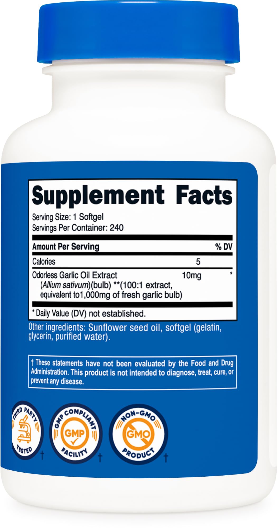 Foto 6 pulgar | Suplemento Nutricost Garlic 1000 Mg 240 Cápsulas Blandas Sin Gluten - Venta Internacional.