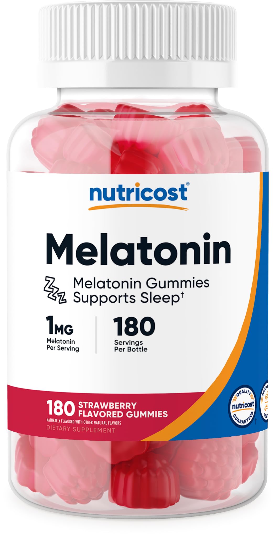 Foto 2 pulgar | Suplemento Nutricost: Gomitas De Melatonina, 1 Mg, 180 Fresas - Venta Internacional.