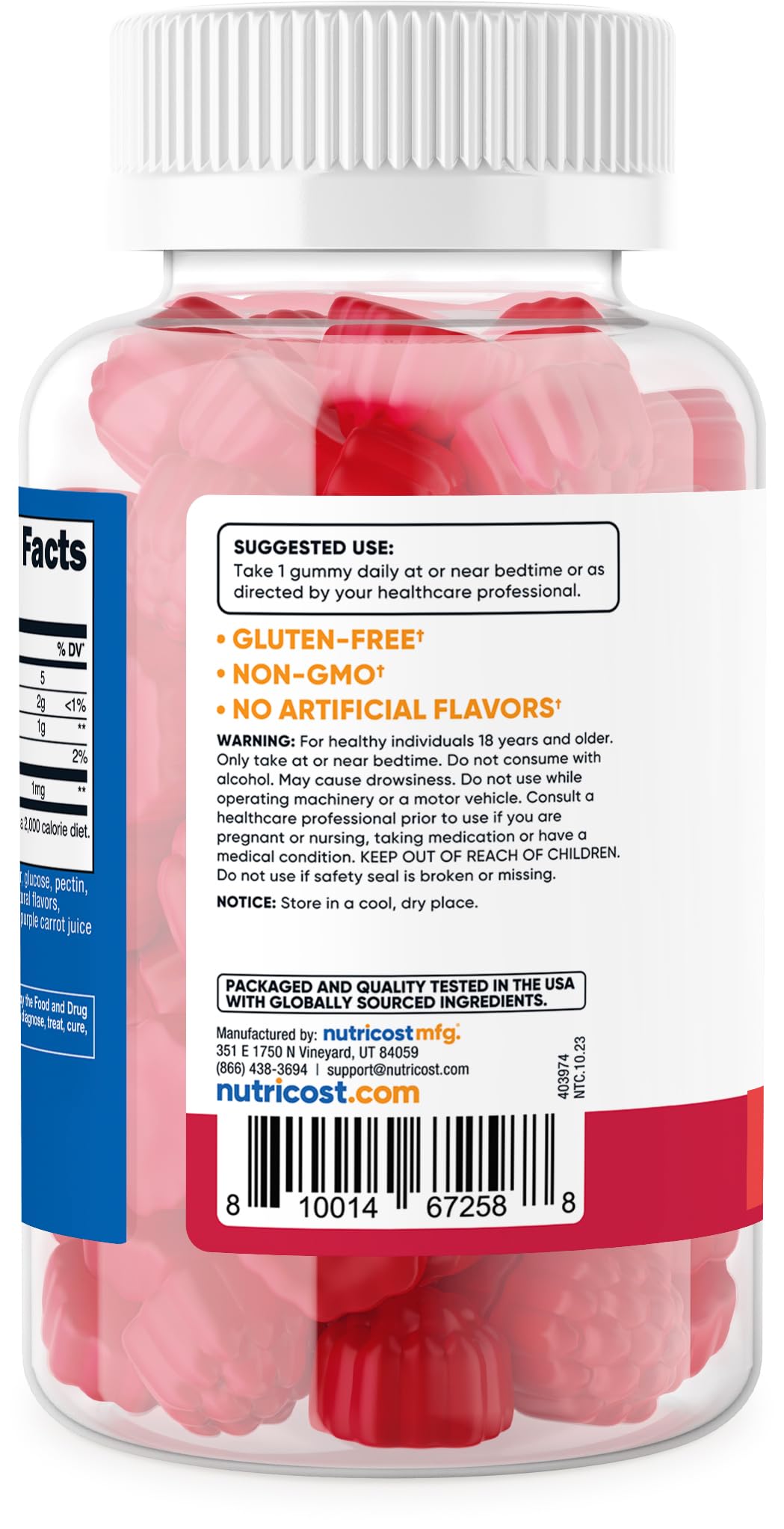 Foto 5 pulgar | Suplemento Nutricost: Gomitas De Melatonina, 1 Mg, 180 Fresas - Venta Internacional.