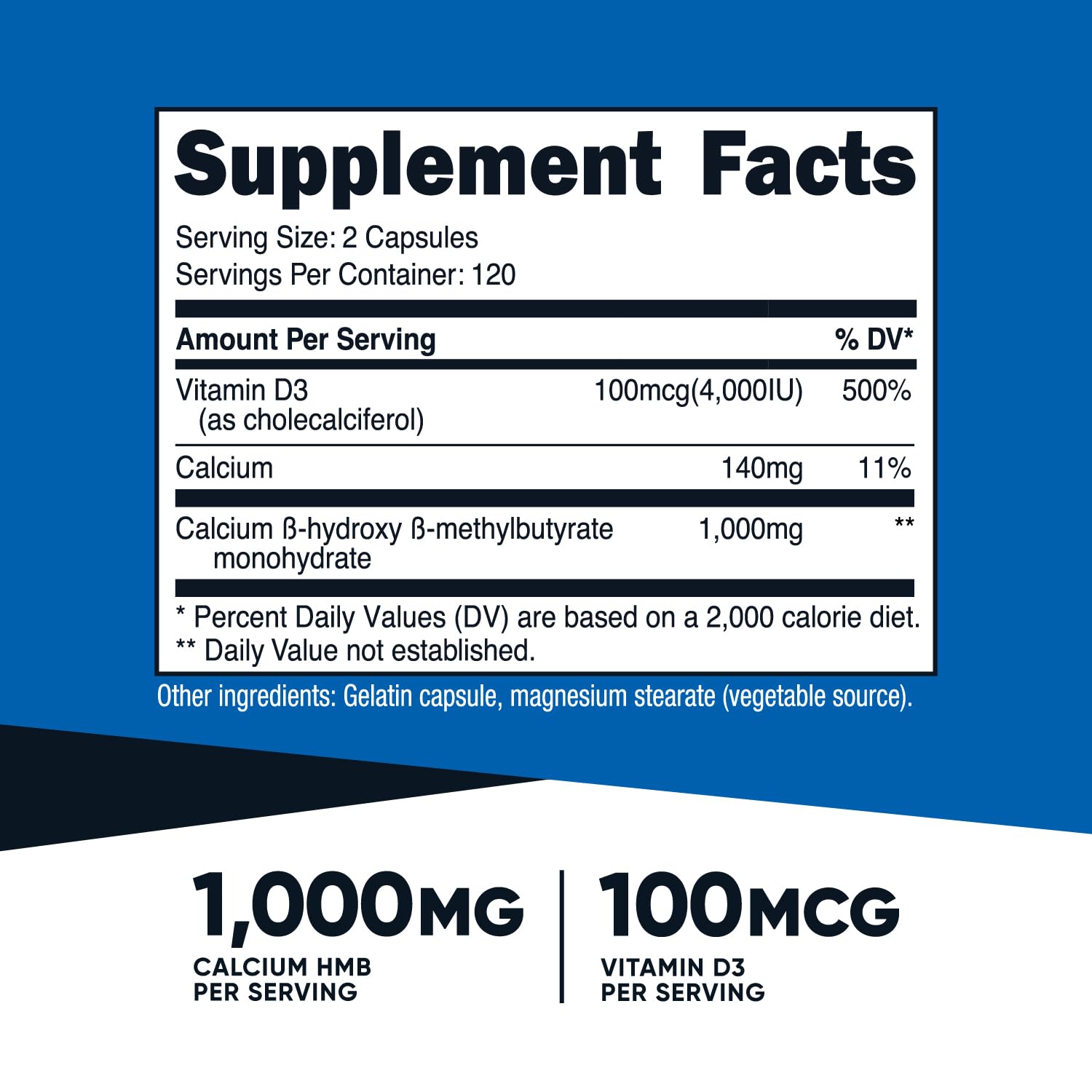 Foto 3 pulgar | Suplemento Nutricost Hmb 1000 Mg Y Vitamina D3 4000 Ui 240 Cápsulas - Venta Internacional.