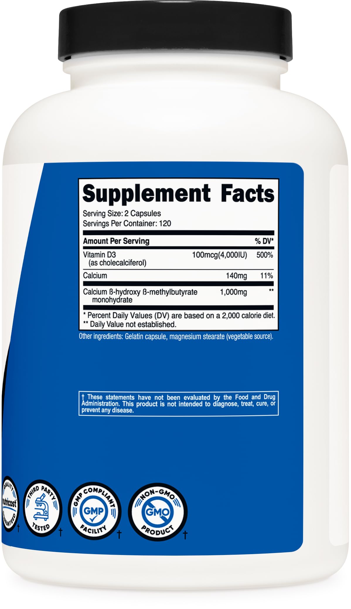 Foto 5 pulgar | Suplemento Nutricost Hmb 1000 Mg Y Vitamina D3 4000 Ui 240 Cápsulas - Venta Internacional.