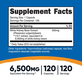 Foto 2 | Suplemento Nutricost De Frijoles Blancos En Cápsulas De 6500 Mg - Venta Internacional.