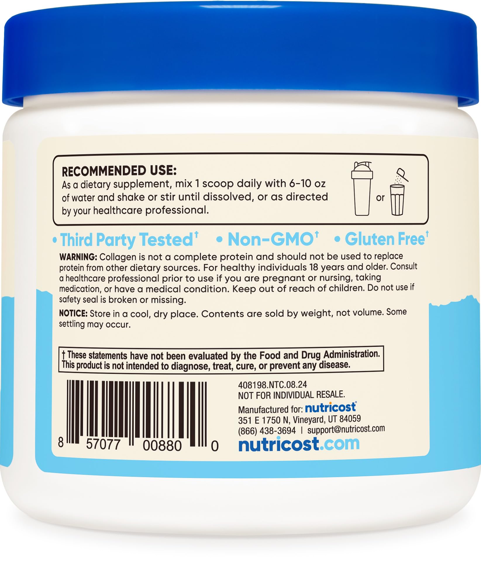 Foto 5 pulgar | Colágeno en Polvo Nutricost Grass-fed 120 Ml Tipo I Tipo Iii - Venta Internacional