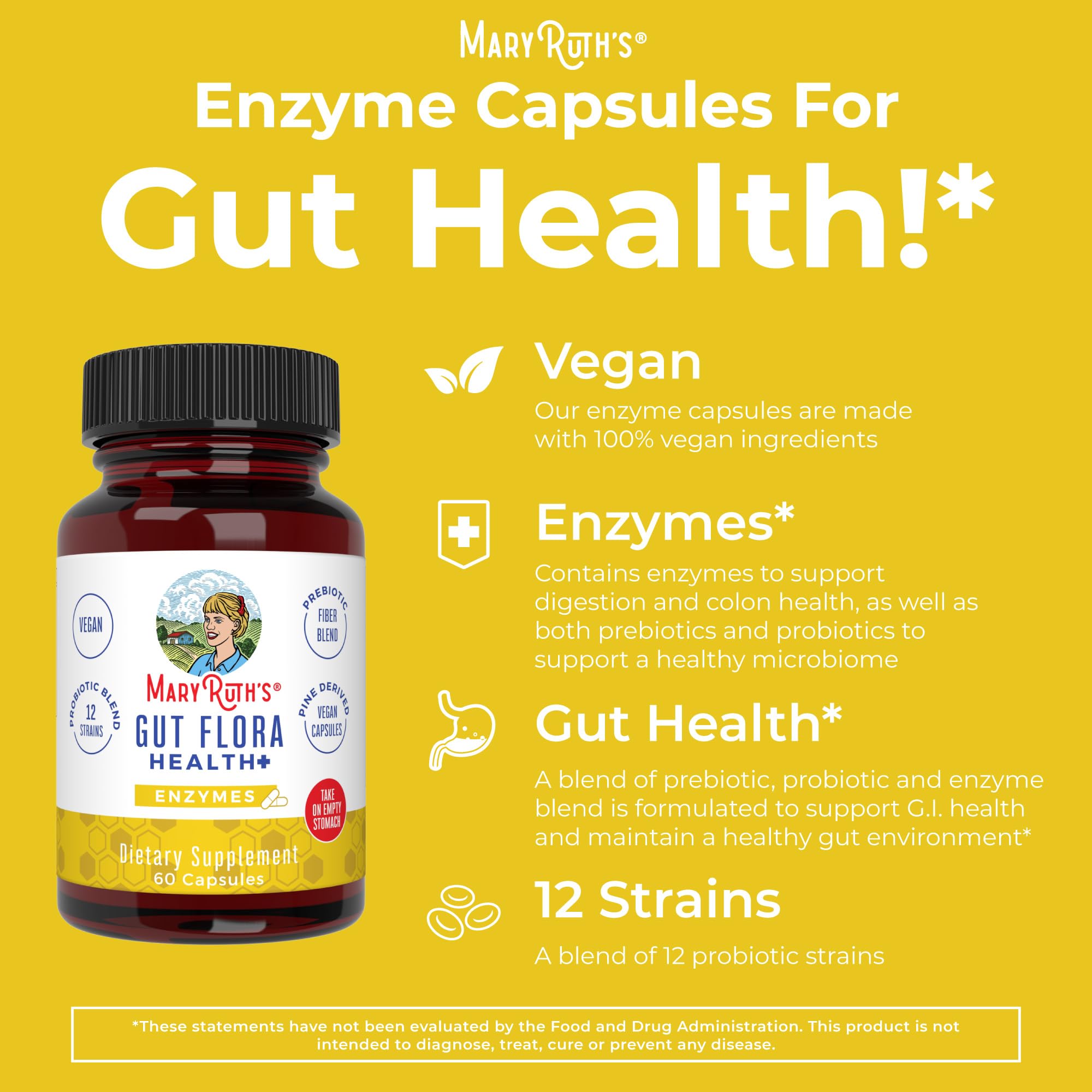 Foto 5 | Suplemento Gut Flora Health+ Enzymes De Maryruth, 60 Cápsulas - Venta Internacional.