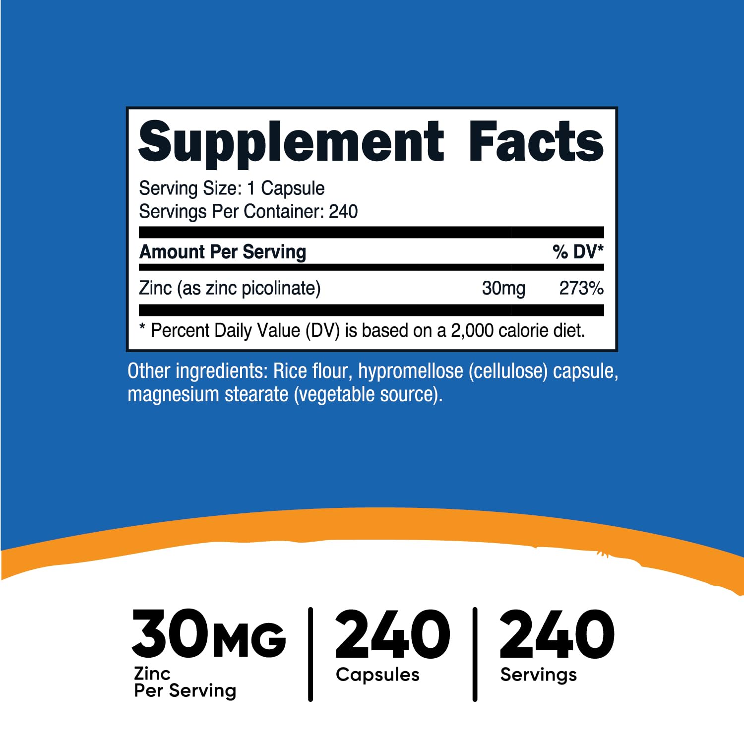 Foto 3 pulgar | Suplemento Nutricost Picolinato Zinc 30 Mg 240 Cápsulas - Venta Internacional