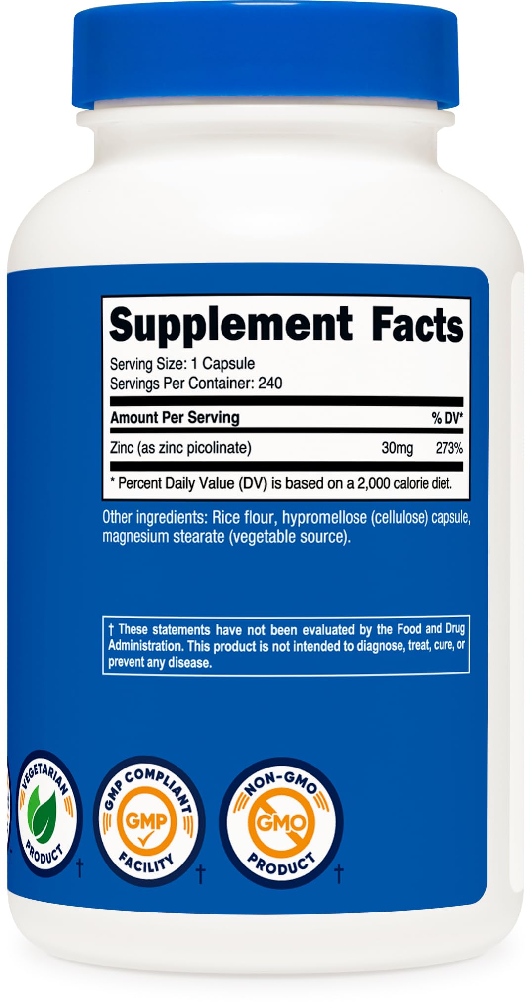 Foto 6 pulgar | Suplemento Nutricost Picolinato Zinc 30 Mg 240 Cápsulas - Venta Internacional