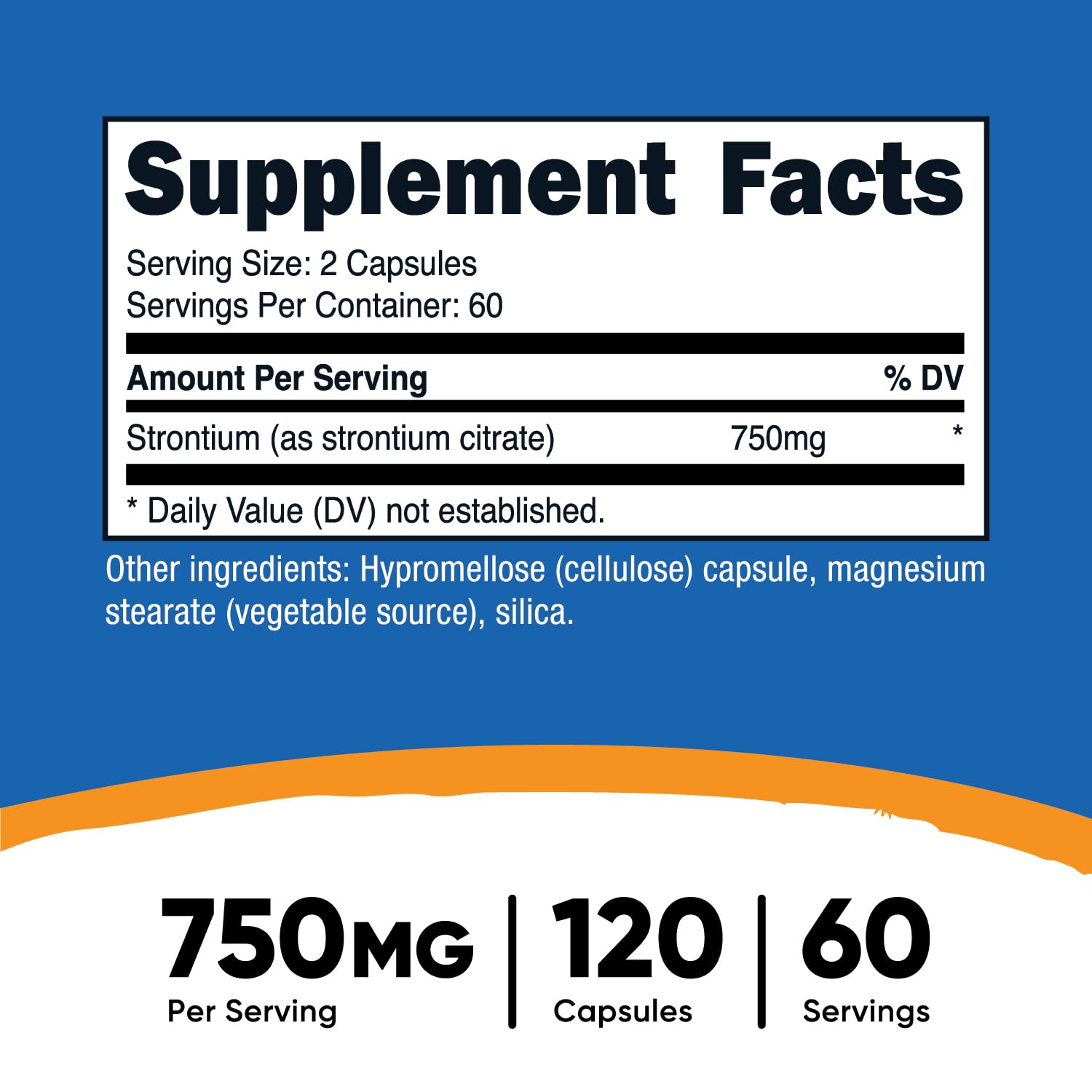 Foto 3 pulgar | Suplemento Nutricost De Citrato De Estroncio 750 Mg 120 Cápsulas - Venta Internacional.