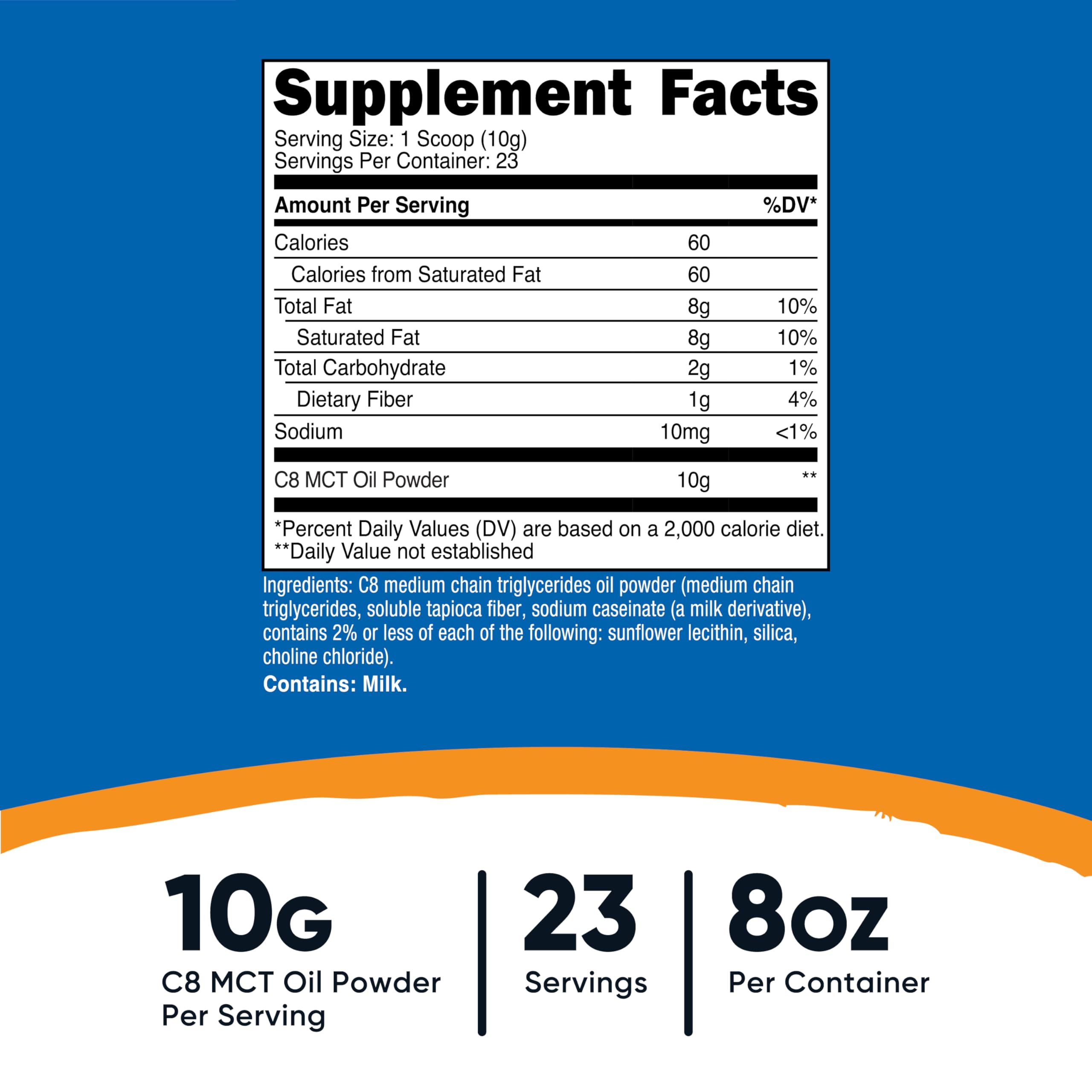 Foto 3 pulgar | Aceite Mct En Polvo Nutricost C8 95% 200 Ml 23 Porciones - Venta Internacional.