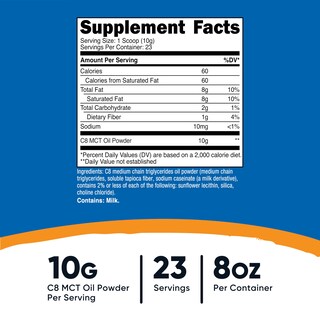 Foto 2 | Aceite Mct En Polvo Nutricost C8 95% 200 Ml 23 Porciones - Venta Internacional.