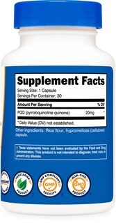 Foto 5 | Suplemento Nutricost Pqq (pirroloquinolina Quinona) 20 Mg 30 Cápsulas - Venta Internacional.