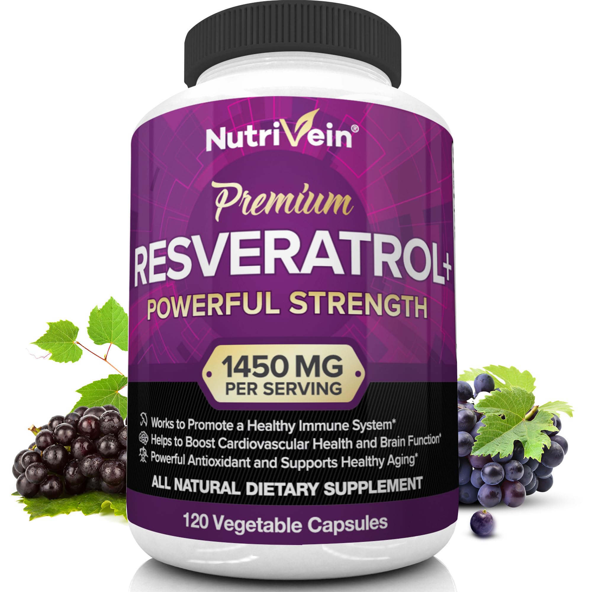 Foto 2 pulgar | Suplemento Nutrivein Resveratrol 1450 Mg 120 Cápsulas - Venta Internacional