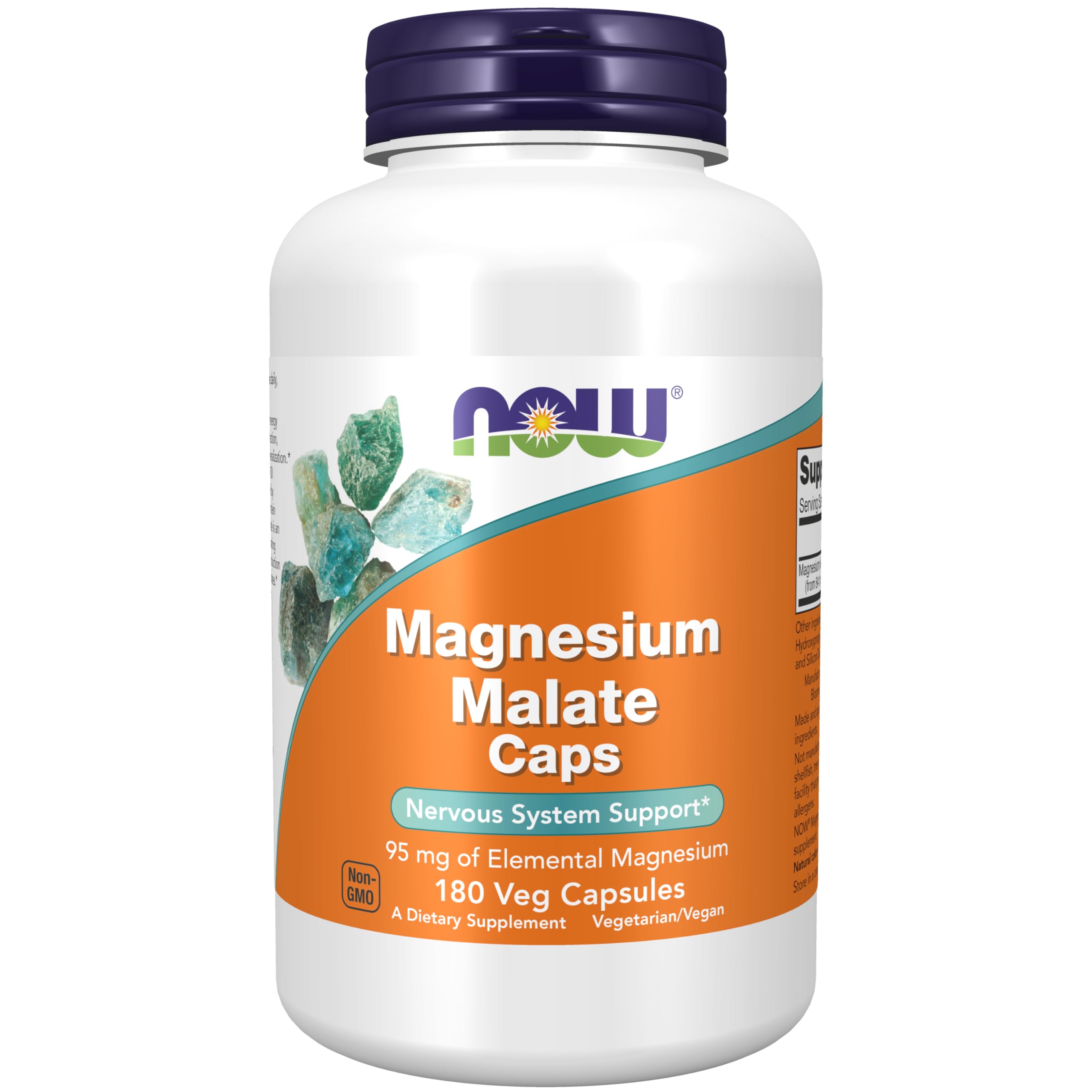 Foto 2 pulgar | Supplements Now Foods, Cápsulas De Malato De Magnesio, 95 Mg, 180 Cápsulas - Venta Internacional.