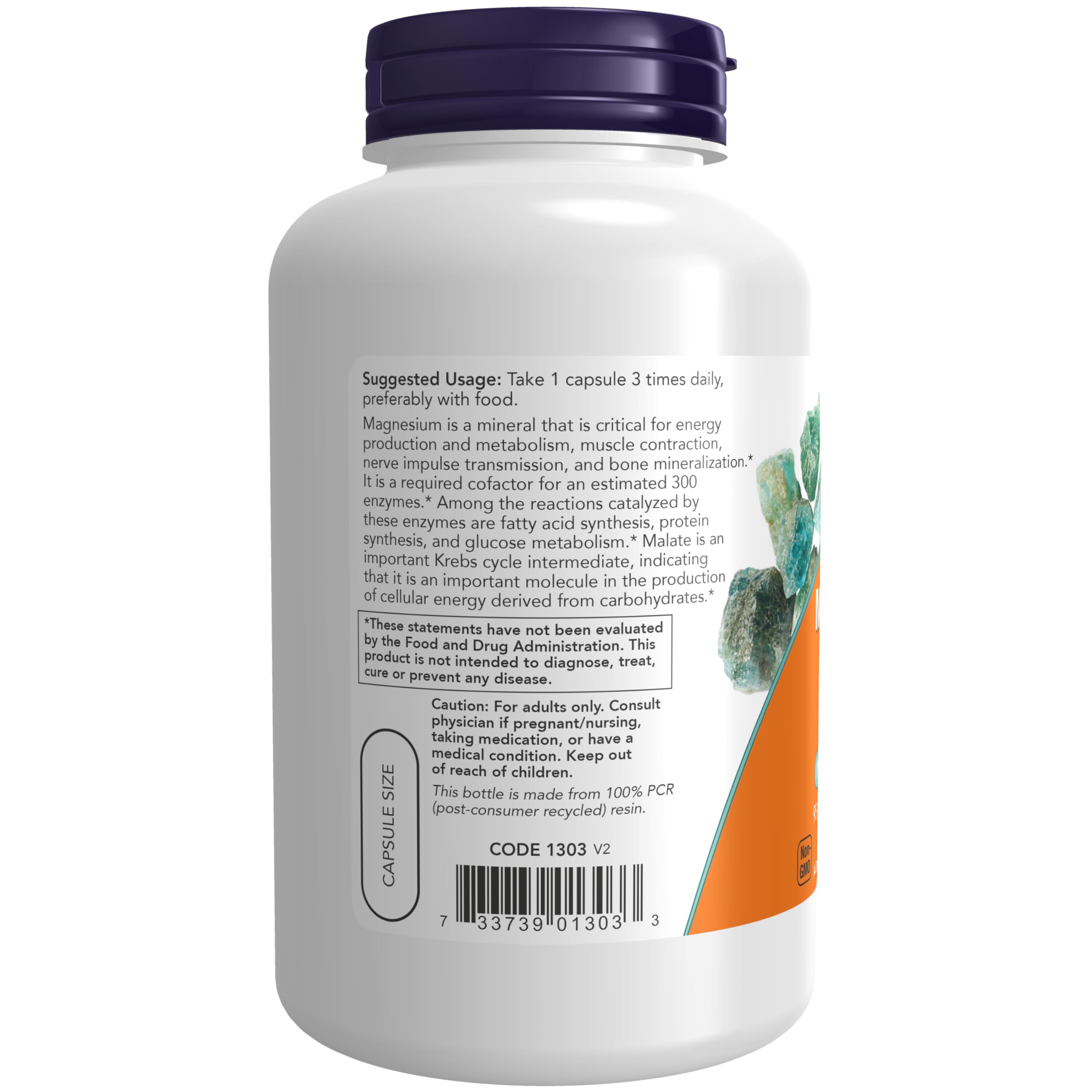 Foto 4 pulgar | Supplements Now Foods, Cápsulas De Malato De Magnesio, 95 Mg, 180 Cápsulas - Venta Internacional.