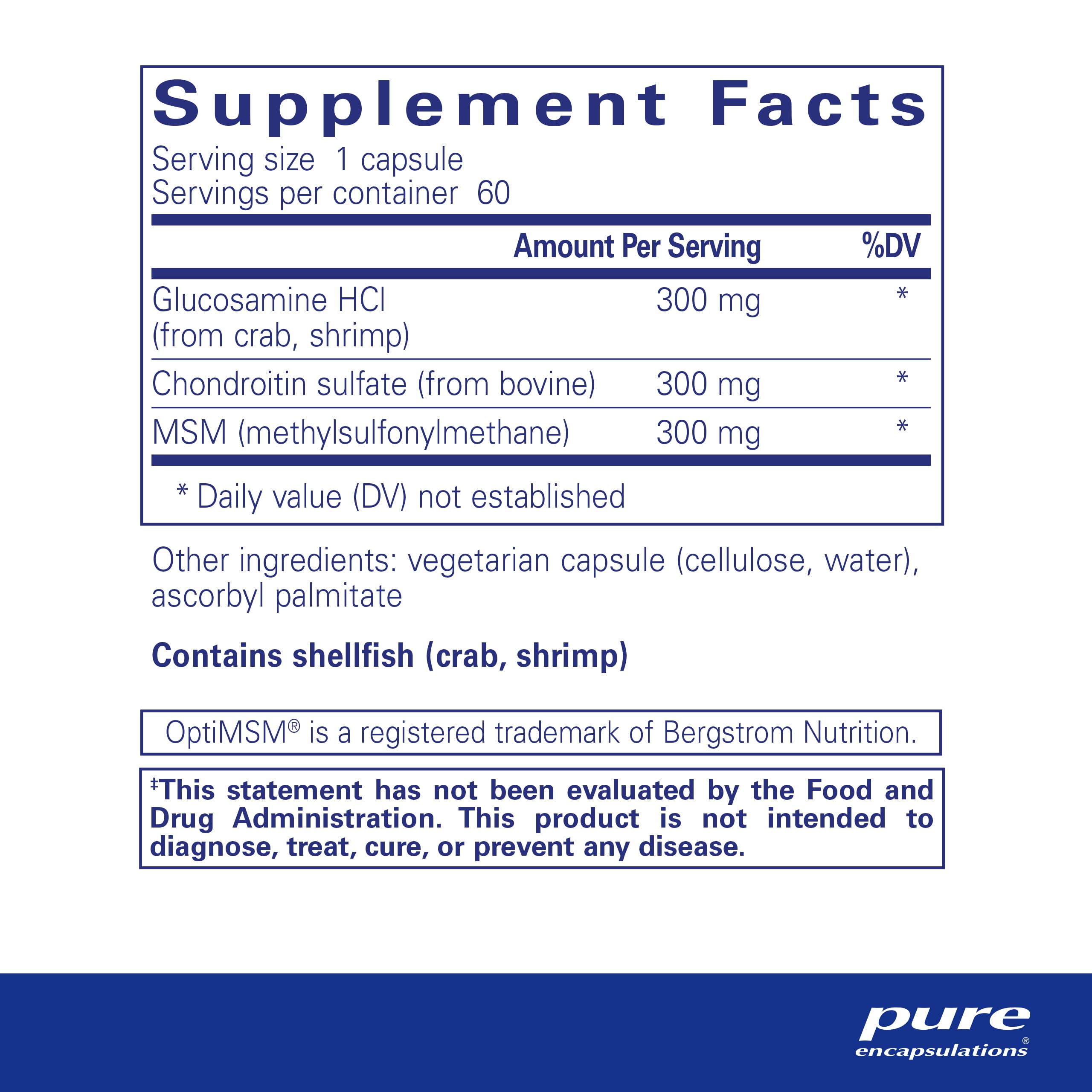 Foto 3 pulgar | Suplemento De Glucosamina Y Condroitina De Pure Encapsulations Con Msm - Venta Internacional.